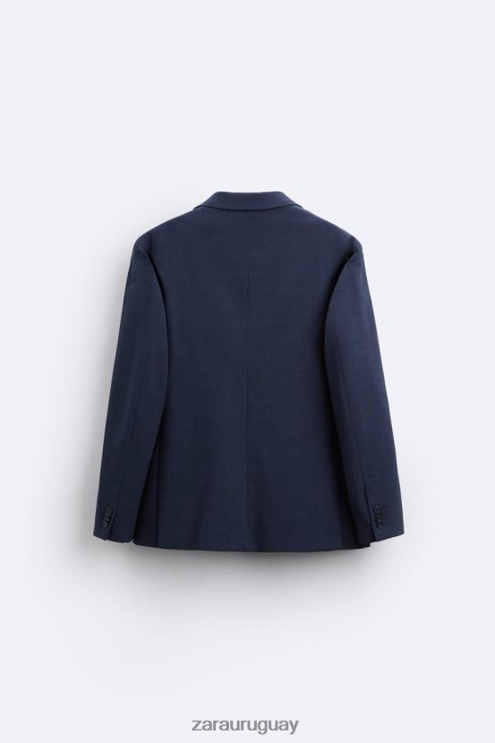 Zara chaqueta de traje a cuadros hombres H6RHL21137 azulado ropa