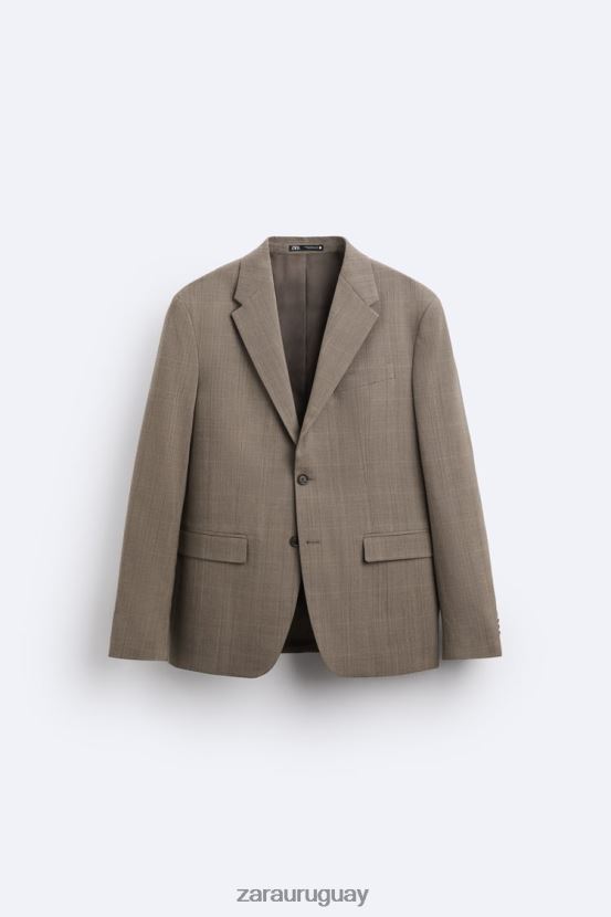 Zara chaqueta de traje a cuadros hombres H6RHL21162 marrón topo ropa