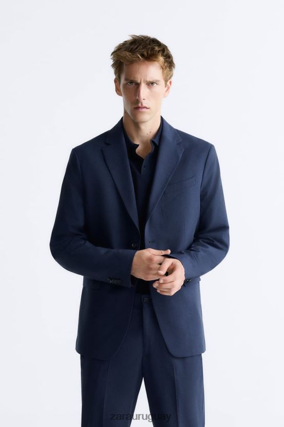 Zara chaqueta de traje ajustada hombres H6RHL21140 azulado ropa