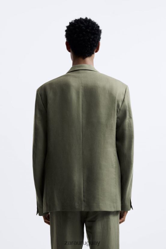 Zara chaqueta de traje en 100% lino hombres H6RHL21154 caqui claro ropa