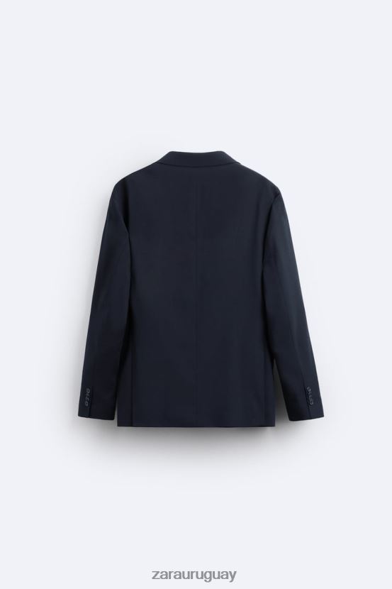 Zara chaqueta de traje texturizada hombres H6RHL21136 Azul marino ropa