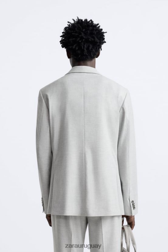 Zara chaqueta de traje texturizada hombres H6RHL21142 gris ropa
