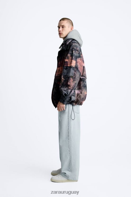 Zara chaqueta técnica con estampado abstracto hombres H6RHL21105 multicolor ropa