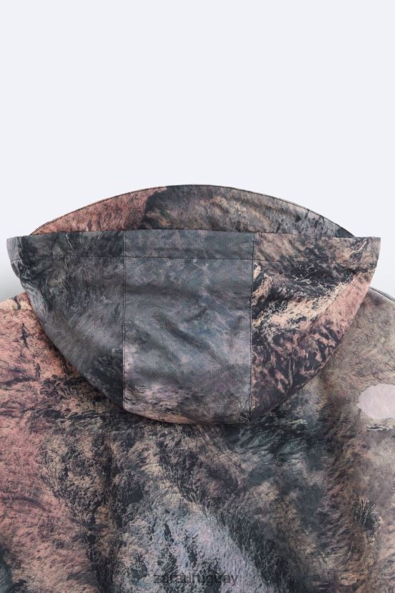 Zara chaqueta técnica con estampado abstracto hombres H6RHL21105 multicolor ropa