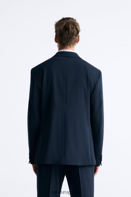 Zara traje de pata de gallo hombres H6RHL21164 Azul marino ropa