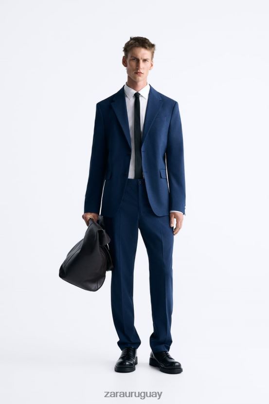Zara traje de pata de gallo hombres H6RHL21165 azulado ropa