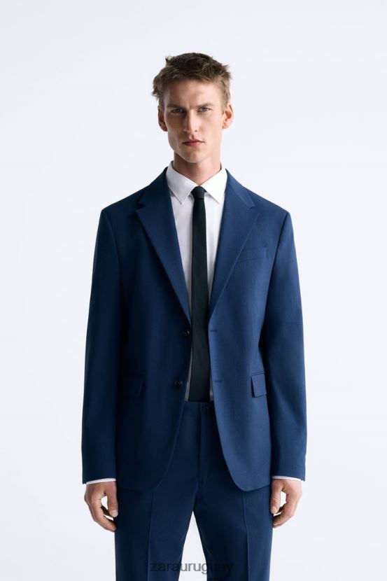 Zara traje de pata de gallo hombres H6RHL21165 azulado ropa