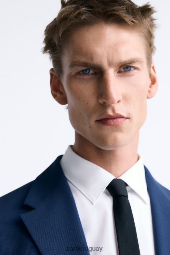 Zara traje de pata de gallo hombres H6RHL21165 azulado ropa