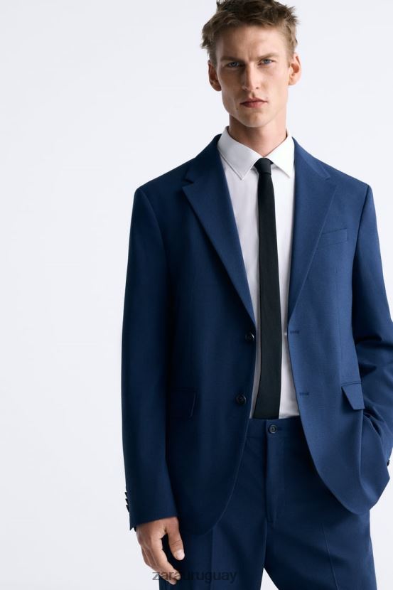 Zara traje de pata de gallo hombres H6RHL21165 azulado ropa