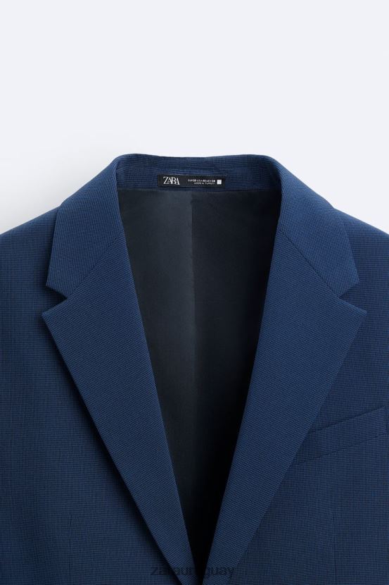 Zara traje de pata de gallo hombres H6RHL21165 azulado ropa