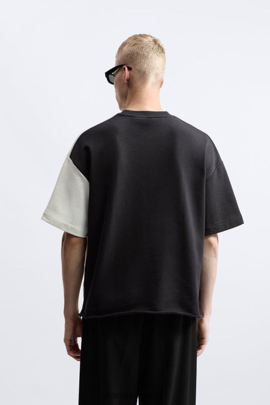 Zara sudadera con bloques de color hombres H6RHL21059 blanco negro ropa