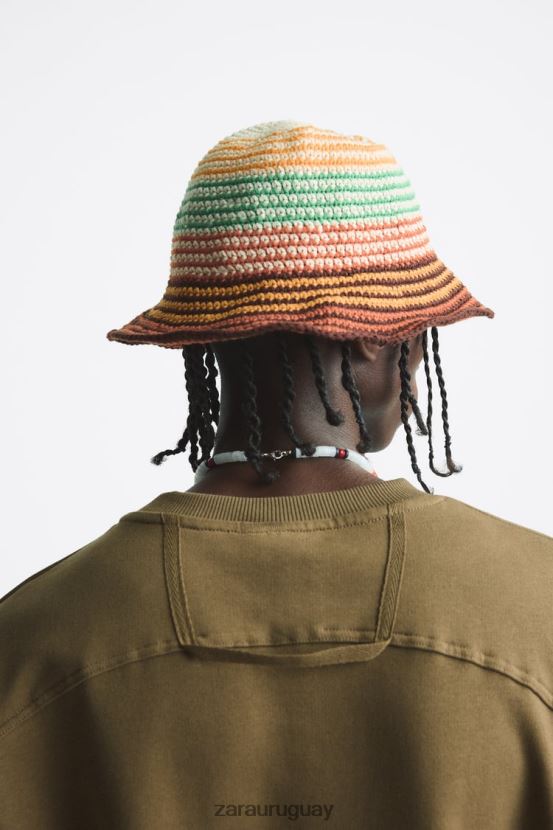 Zara sudadera con bolsillo de crochet hombres H6RHL21076 caqui ropa