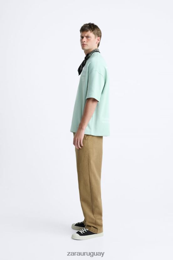 Zara sudadera con texto estampado hombres H6RHL21071 gris ropa