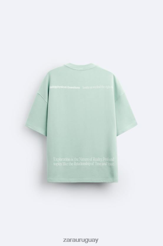 Zara sudadera con texto estampado hombres H6RHL21071 gris ropa