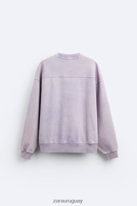 Zara sudadera lavada de color hombres H6RHL21052 lila ropa