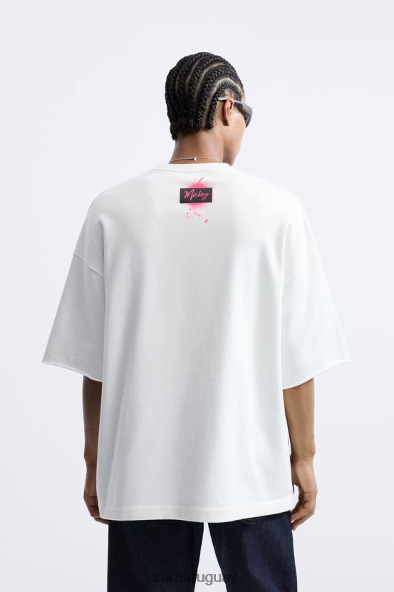 Zara sudadera mickey mousedisney hombres H6RHL21075 ostra blanca ropa