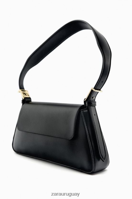 Zara bolso de hombro minimalista con solapa mujer H6RHL2743 negro accesorios