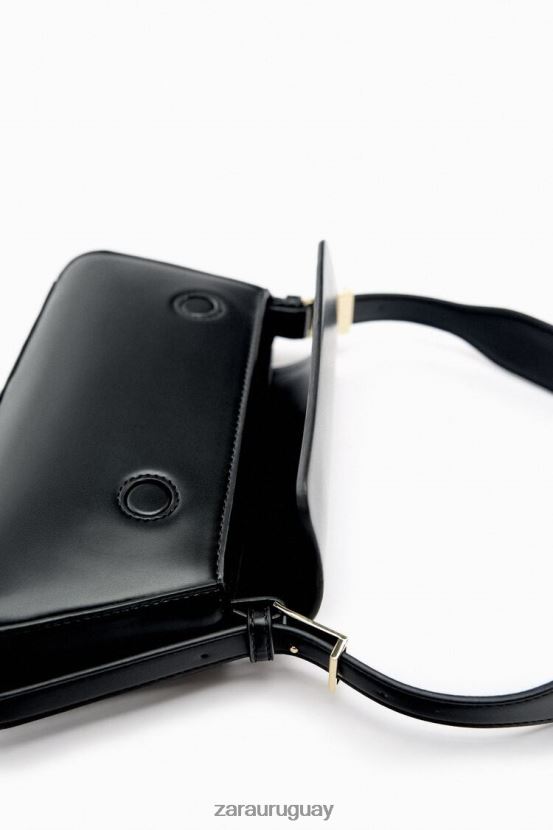 Zara bolso de hombro minimalista con solapa mujer H6RHL2743 negro accesorios