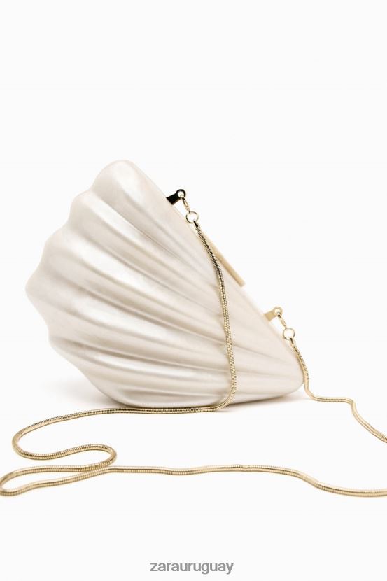 Zara bolso tipo caja con perlas artificiales mujer H6RHL2755 blanco accesorios