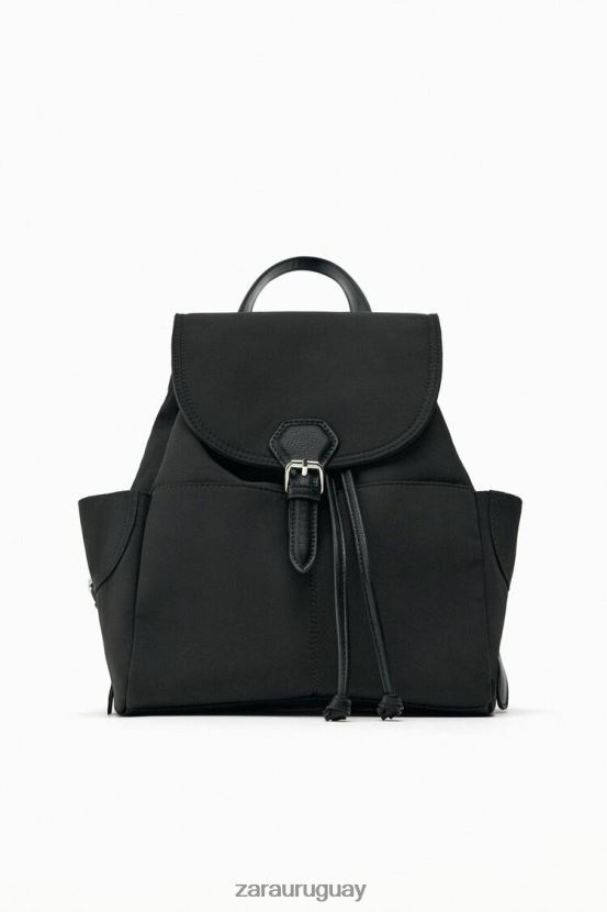 Zara mochila de tela mujer H6RHL2747 negro accesorios