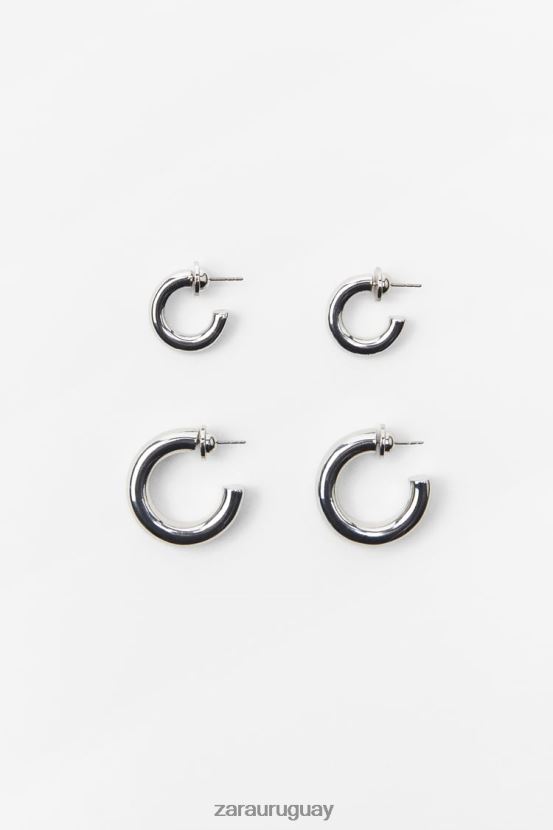 Zara pack de pendientes de aro mujer H6RHL2939 plata accesorios