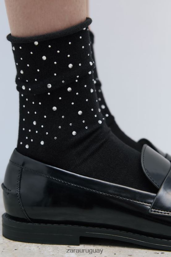 Zara calcetines cortos con strass mujer H6RHL2761 plata accesorios