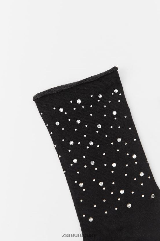 Zara calcetines cortos con strass mujer H6RHL2761 plata accesorios