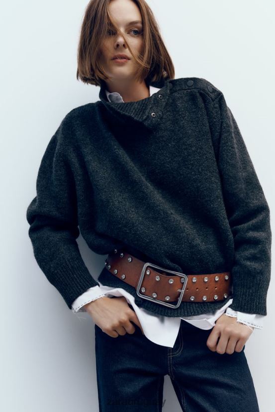 Zara cinturón de cuero joya mujer H6RHL2756 marrón accesorios