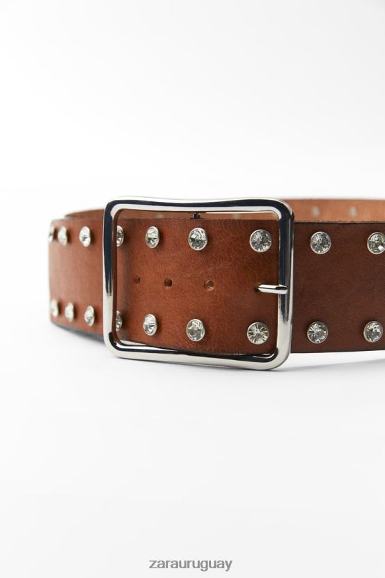 Zara cinturón de cuero joya mujer H6RHL2756 marrón accesorios