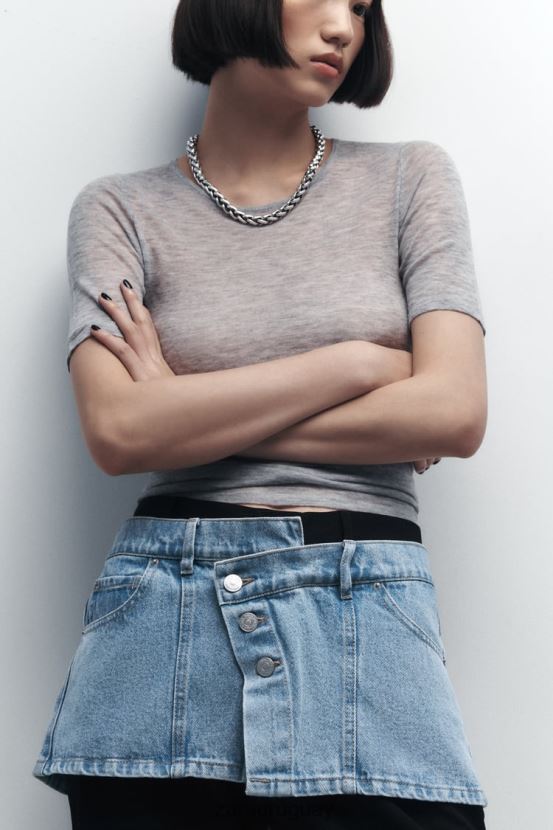 Zara cinturón de mezclilla mujer H6RHL2768 azul accesorios