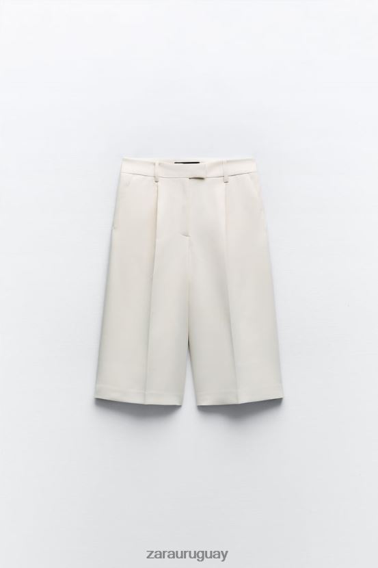 Zara bermudas plisadas mujer H6RHL2535 ostra blanca ropa
