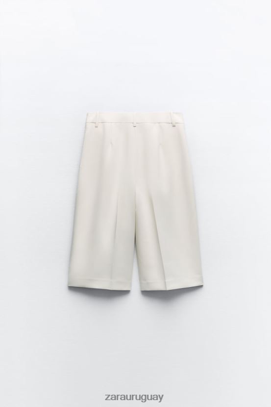 Zara bermudas plisadas mujer H6RHL2535 ostra blanca ropa