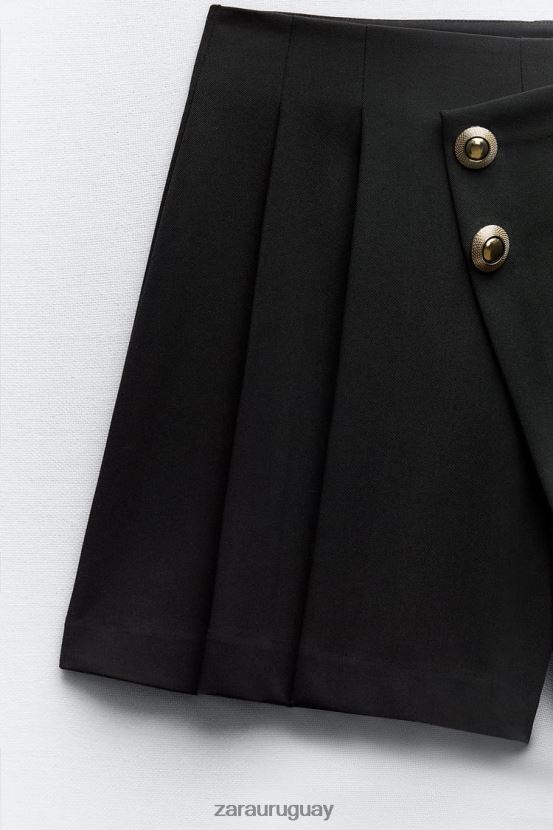 Zara falda dividida con botones mujer H6RHL2582 negro ropa