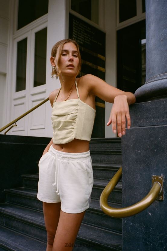 Zara pantalones cortos de felpa mujer H6RHL2547 blanco ropa