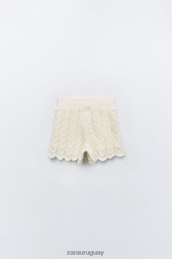 Zara pantalones cortos de ganchillo mujer H6RHL2620 crudo ropa