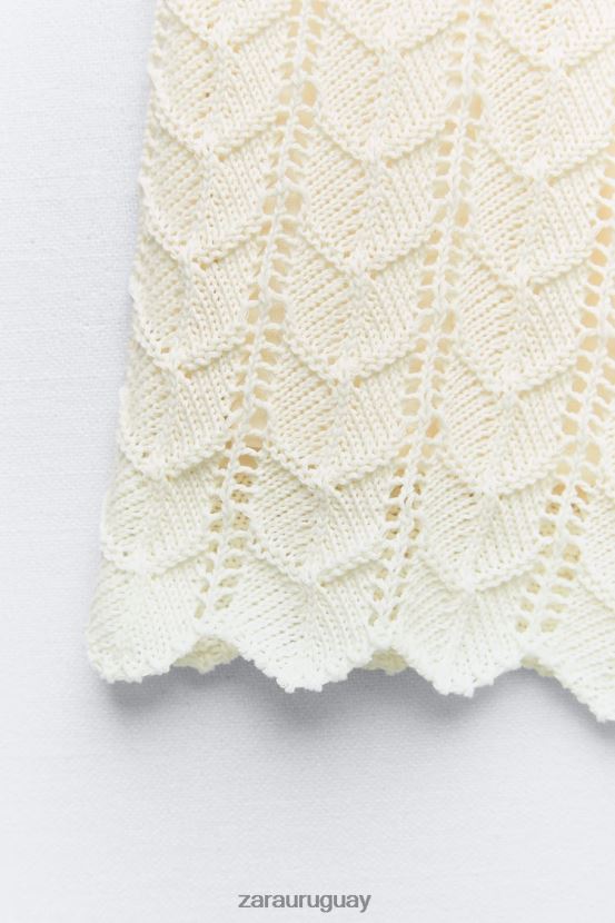 Zara pantalones cortos de ganchillo mujer H6RHL2620 crudo ropa