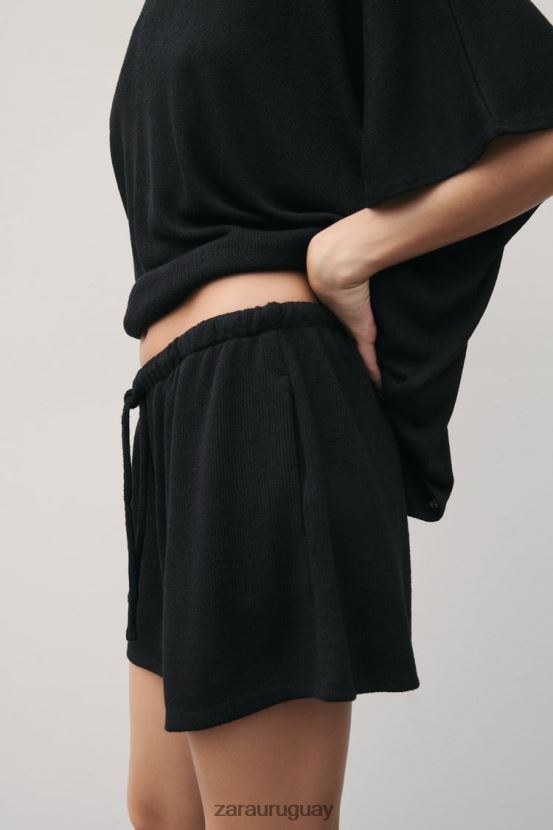 Zara pantalones cortos de punto mujer H6RHL2606 negro ropa