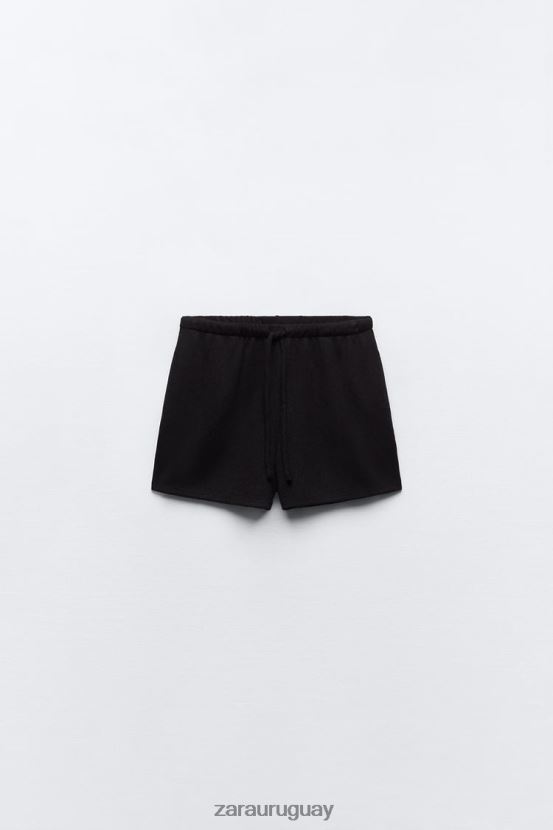Zara pantalones cortos de punto mujer H6RHL2606 negro ropa