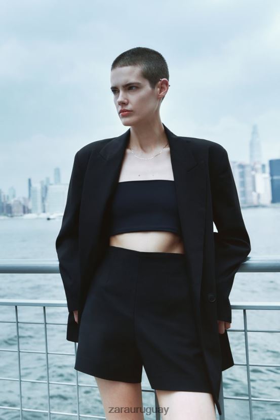 Zara shorts a la cintura mujer H6RHL2626 negro ropa