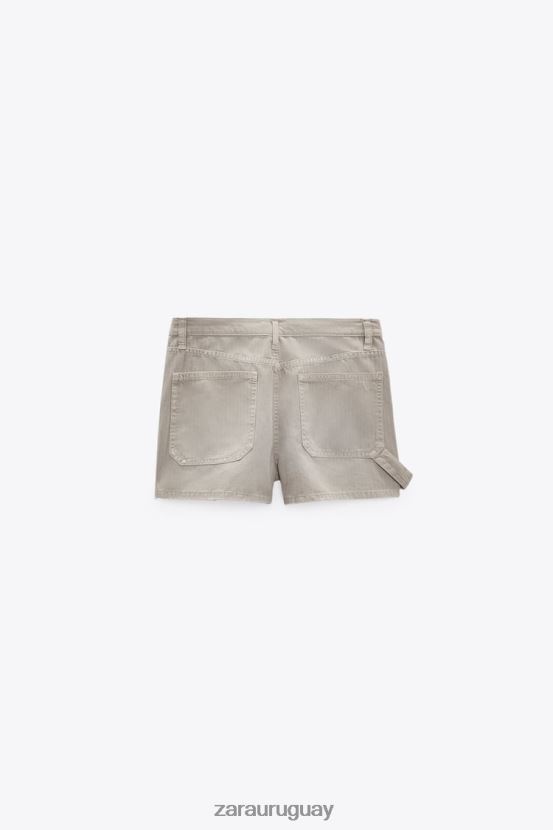 Zara shorts cargo trf de talle alto mujer H6RHL2610 piedra ropa