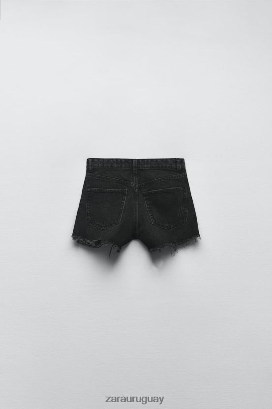 Zara shorts curvos de talle alto trf mujer H6RHL2526 negro ropa