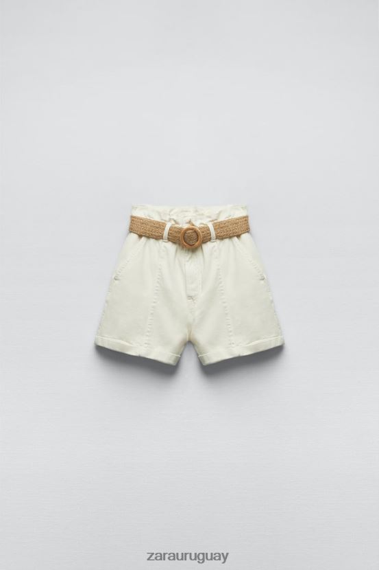 Zara shorts de mezclilla holgados con cinturón z1975 mujer H6RHL2595 crudo ropa