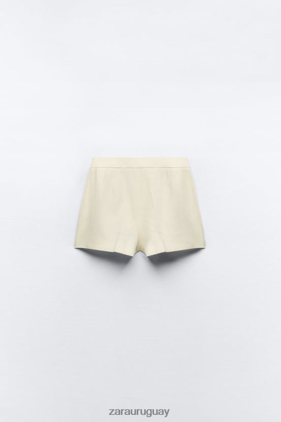 Zara shorts rectos en mezcla de lino mujer H6RHL2597 crudo ropa