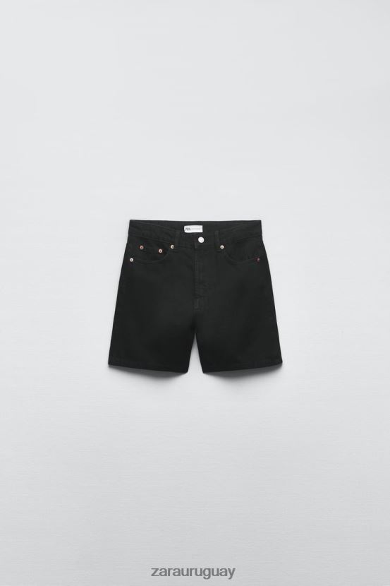 Zara shorts trf de talle medio y corte regular mujer H6RHL2551 negro ropa