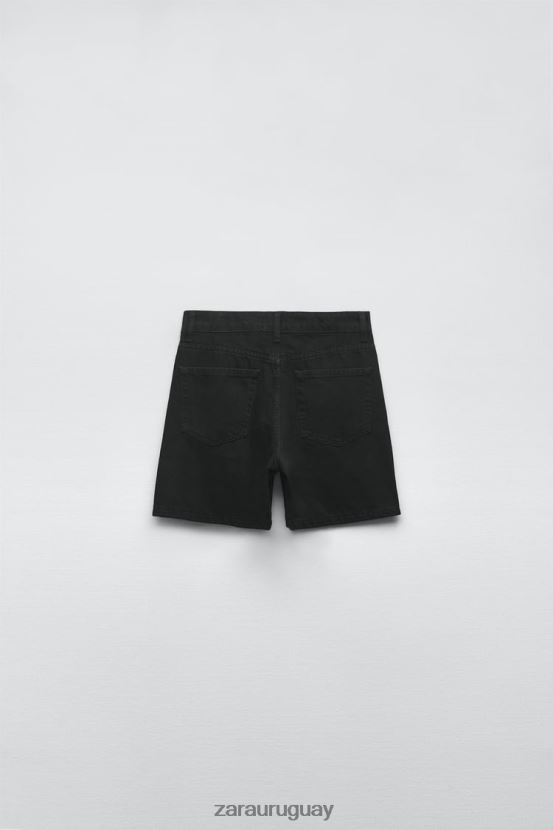 Zara shorts trf de talle medio y corte regular mujer H6RHL2551 negro ropa
