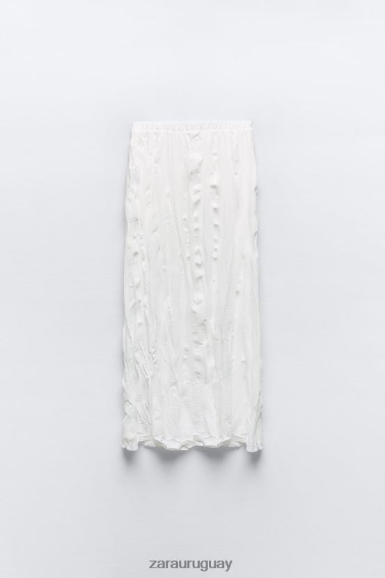 Zara falda arrugada con aberturas mujer H6RHL2673 blanco ropa