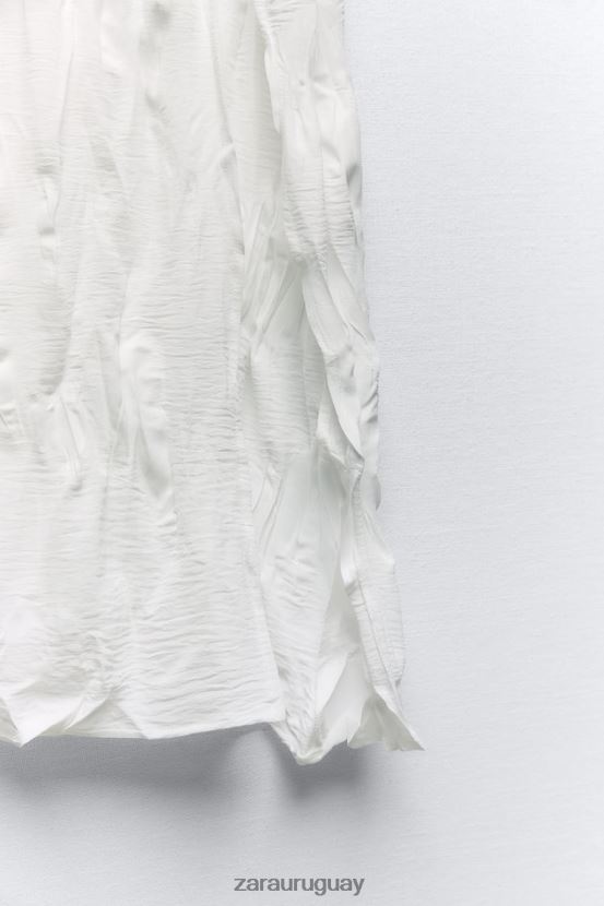 Zara falda arrugada con aberturas mujer H6RHL2673 blanco ropa