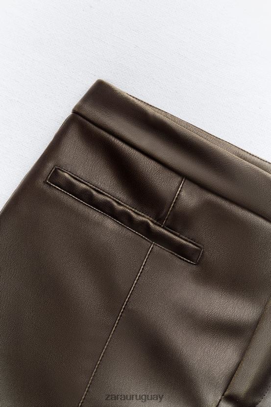 Zara falda con bolsillo de piel sintética mujer H6RHL2647 carbón ropa