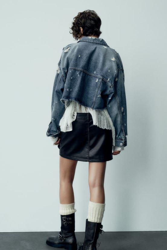 Zara falda con bolsillo de piel sintética mujer H6RHL2662 negro ropa