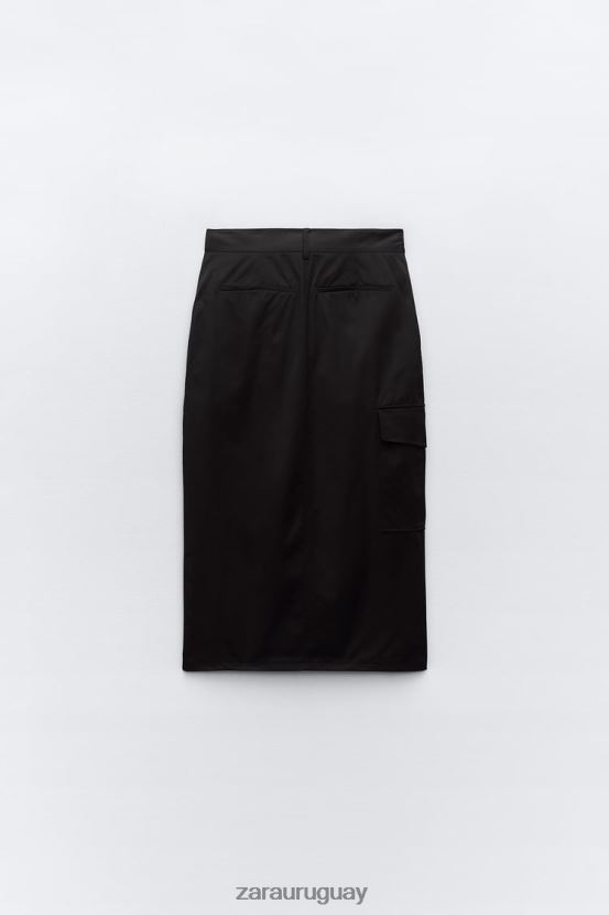 Zara falda de nailon con cremallera mujer H6RHL2634 negro ropa